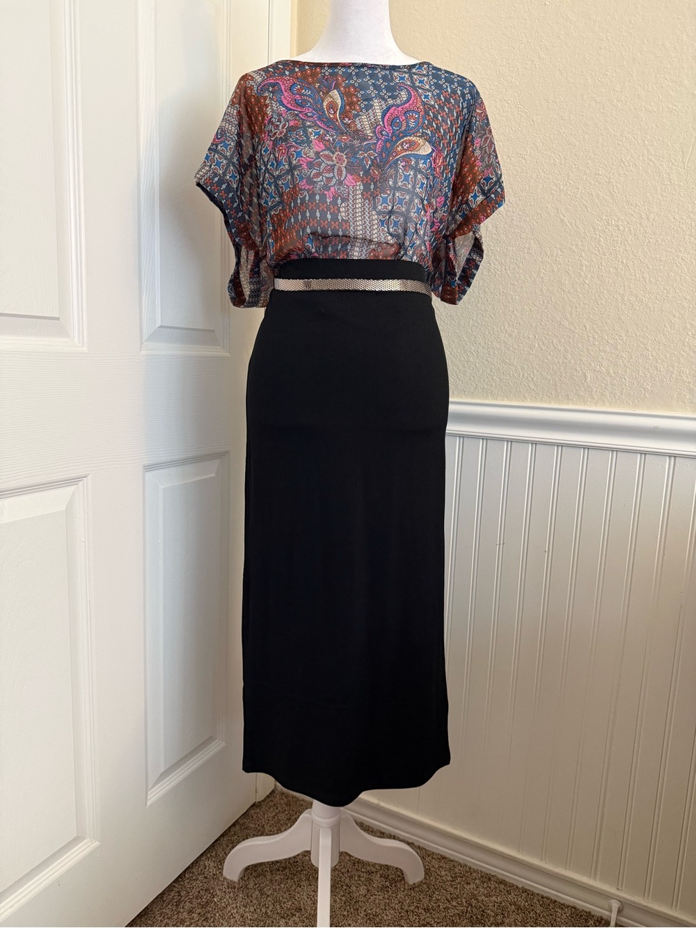 Wild Fable Black Midi Knit Skirt